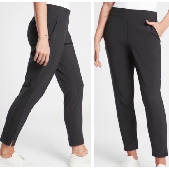 Athleta Pants - Athleta Brooklyn Ankle Pants Women's Size 18 Black Stash Pocket Nylon Stretch